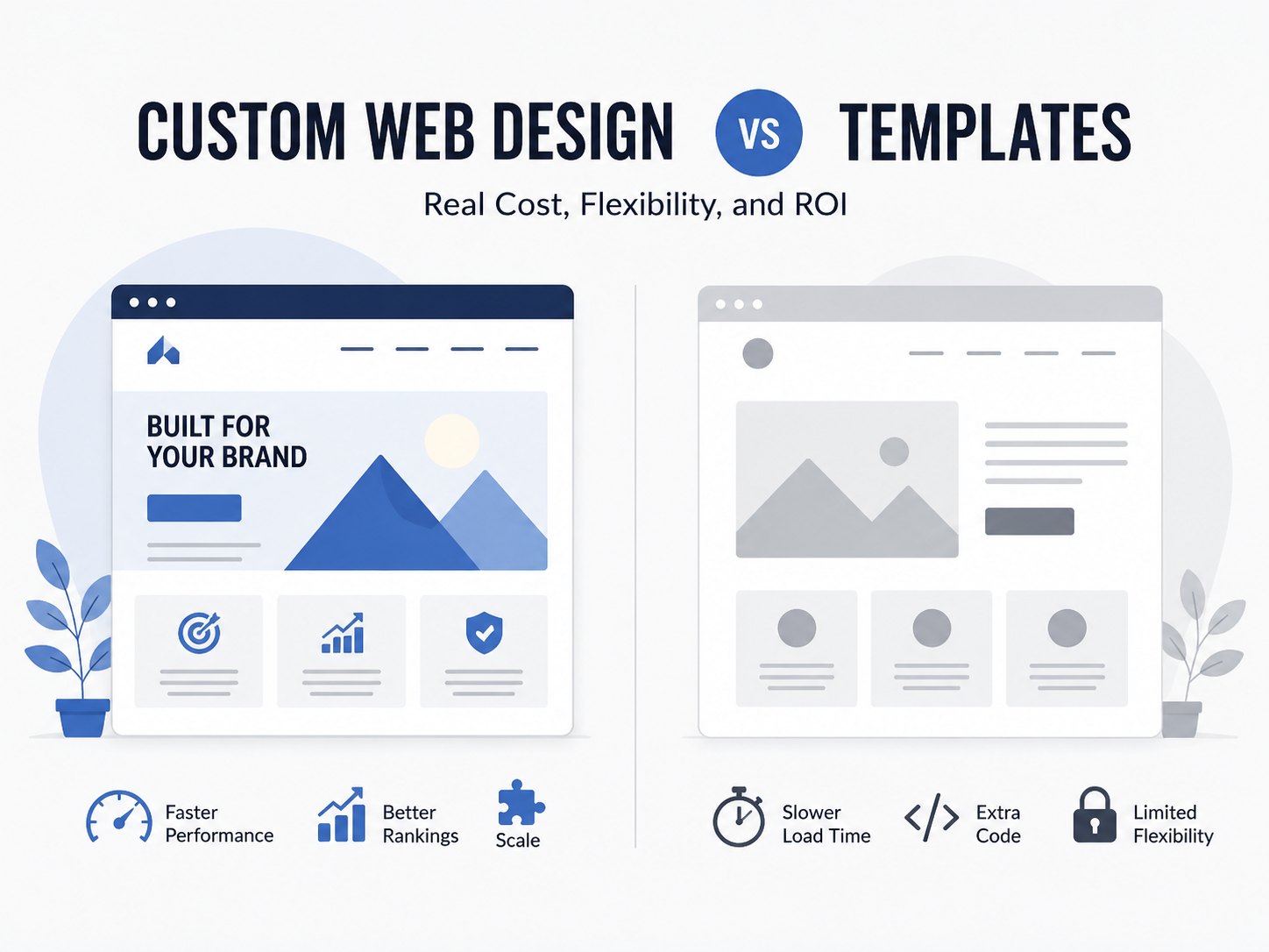 custom website vs template