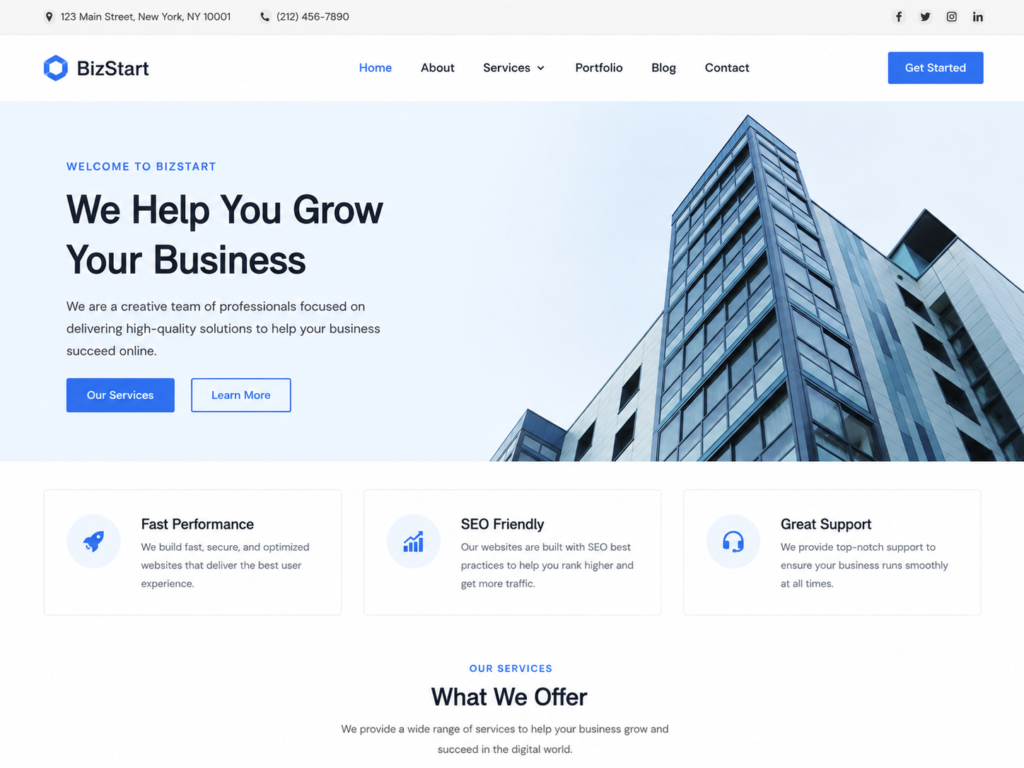 template based website